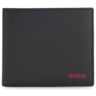 hugo πορτοφολι tibby_2.0_4cc coin δερμα logo μαυρο-κοκκινο