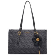 michael kors τσαντα shopping bag zadie all over logo μαυρο/γκρι