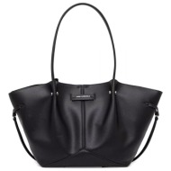 karl lagerfeld τσαντα ωμου k/pierced md tote logo μαυρο