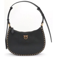 pinko τσαντα half moon mini studs vitello new biker τρουκς μαυρο