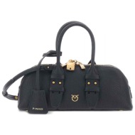 pinko τσαντα bowling bag horizontal sheep big grain μαυρο
