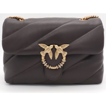 pinko τσαντα puff classic new buckle sheep nappa καφε