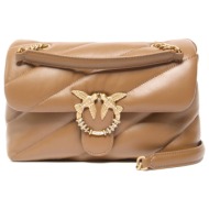 pinko τσαντα puff classic new buckle sheep nappa καφε ανοιχτο