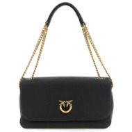 pinko τσαντα click soft horizontal chain cl. sheep big grain μαυρο