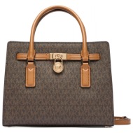 michael kors τσαντα crossbody/χειρος hamilton moderne all over logo καφε/ταμπα