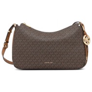 michael kors τσαντα crossbody/ωμου nolita all over logo καφε/ταμπα
