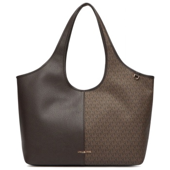 michael kors τσαντα ωμου henly all over logo καφε σοκολατι