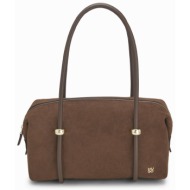 hugo τσαντα ωμου briony s_duffle logo καφε