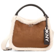 dkny τσαντα χειροσ/crossbody capri md shopper logo εκρου-καφε