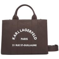 karl lagerfeld τσαντα χειροσ/crossbody k/rsg square medium tote logo σκουρο καφε