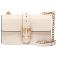 pinko τσαντα love one mini st. small b. vitello seta λευκο