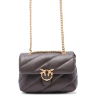pinko τσαντα love puff mini small b. sheep nappa καφε
