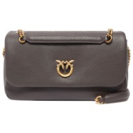 pinko τσαντα click soft horizontal chain cl. sheep big grain καφε