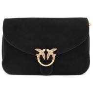 pinko τσαντα love satchel classic suede μαυρο