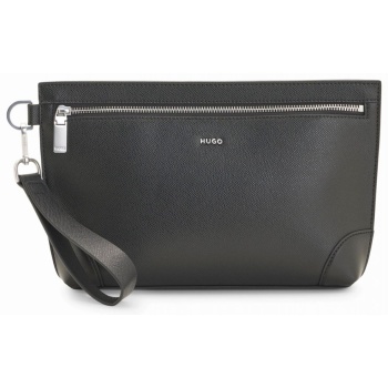 hugo τσαντα χειρος go-bag pouch logo μαυρο
