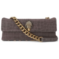 kurt geiger tσαντα ωμου kensington east west kurt σουετ κροκο logo σκουρο καφε