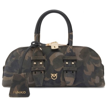 pinko τσαντα bowling bag horizontal suede print μοτιβο