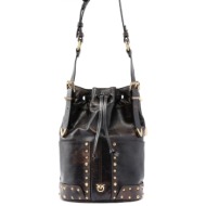 pinko τσαντα bucket mini patch cloud leather σκουρο κοκκινο με τρουκς