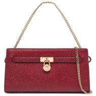 michael kors τσαντακι crossbody/ωμου hαμιlton moderne αλυσιδα logo σκουρο kokkino