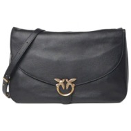 pinko τσαντα love satchel big vitello grana fine μαυρο