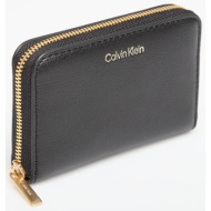 calvin klein foil logo medium zip around black universal