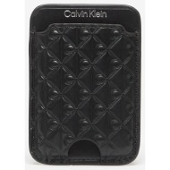 calvin klein aop leather magnetic card case black universal