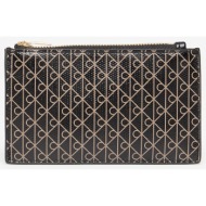 calvin klein emblem aop top zip cardholder black universal