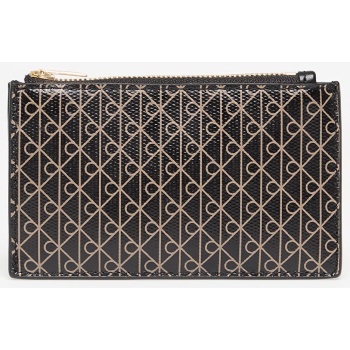 calvin klein emblem aop top zip cardholder black universal σε προσφορά