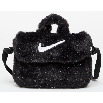 τσάντα nike big kids` faux fur crossbody bag (1l) black/