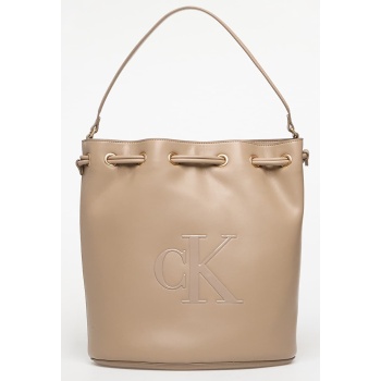 calvin klein bold ck large bucket bag dove grey universal σε προσφορά