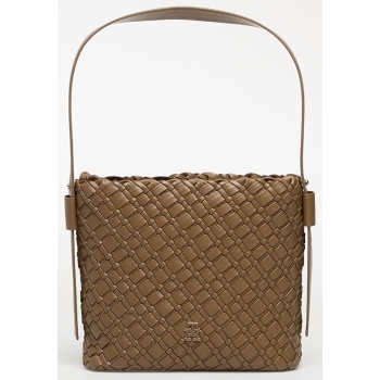 tommy hilfiger th braided shoulder bag taupe universal σε προσφορά
