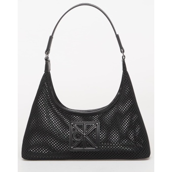 calvin klein emblem mesh shoulder bag black universal σε προσφορά