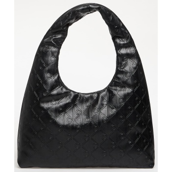 calvin klein emblem aop puffer lg shoulder bag black σε προσφορά