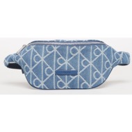 τσαντάκι μέσης calvin klein emblem aop denim waistbag blue universal