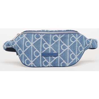τσαντάκι μέσης calvin klein emblem aop denim waistbag blue σε προσφορά