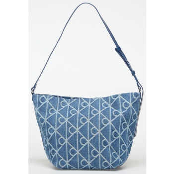 τσάντα calvin klein emblem aop denim bucket blue universal σε προσφορά