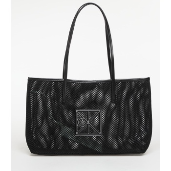 calvin klein emblem mesh tote black universal σε προσφορά
