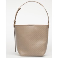 calvin klein emblem aop medium bucket bag desert taupe universal