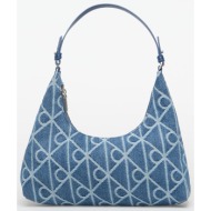 τσάντα calvin klein emblem aop denim sho blue universal