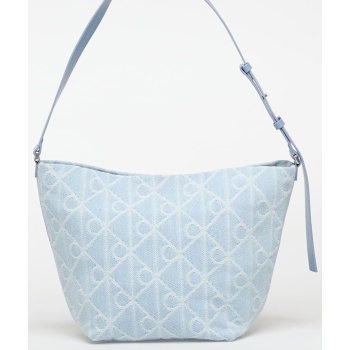 τσάντα calvin klein emblem aop denim bucket blue universal σε προσφορά