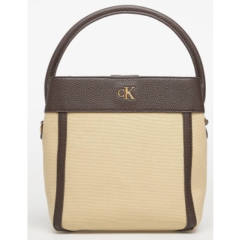 calvin klein ck canvas bucket bag with strap khaki canvas σε προσφορά