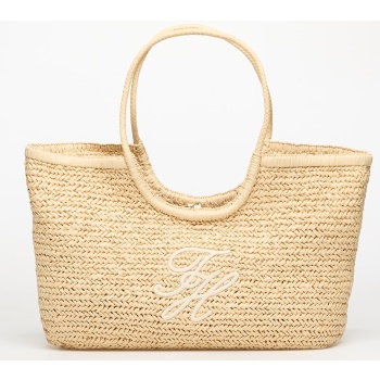 tommy hilfiger elevated summer tote raffia beige universal