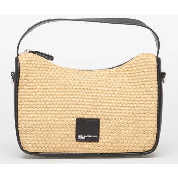 karl lagerfeld jeans box logo raffia mini hobo natural σε προσφορά