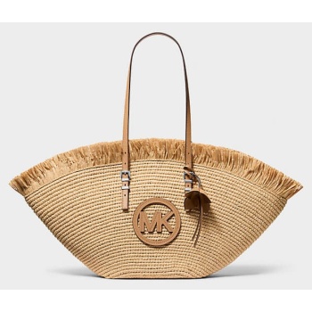 michael kors isa large hand-crocheted fan tote bag nat/ σε προσφορά