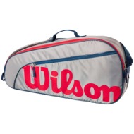 τσάντα τένις wilson junior 3 pack grey eqt/red wr8023901-00 unisex παιδικό