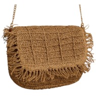 τσάντα χειρός attrattivo ψάθινη με κρόσσια 9t22868-natural γυναικείο