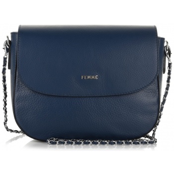 δερμάτινη τσάντα ώμου-χιαστί femme f31-209 blu