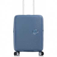 βαλίτσα σκληρή καμπίνας american tourister soundbox spinner 55 exp cabin size 88472-e612 stone blue