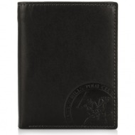 δερμάτινο πορτοφόλι κάθετο με flap beverly hills polo club circle bh-1195 nero