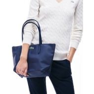 lacoste γυναικεία τσάντα ώμου `concept small zip tote` - nf2037po μπλε σκούρο